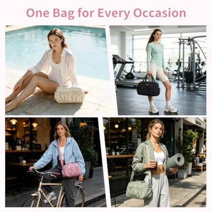 ECOHUB Small Gym Bag for Women, Mini Duffle Bag with Wet Compartment Pink - color: Pink