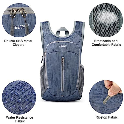 G4Free 10L Hiking Backpack Small Travel Hiking Daypack Lightweight Packable Backpack Casual Foldable Shoulder Bag - color: Dark Blue