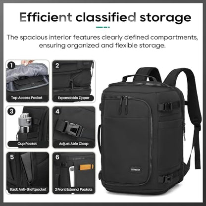 Joyway 2 Piece Carry On Luggage Set with Backpack, Black - color: Black, size: Carry-on-20inch Aluminium with Backpack