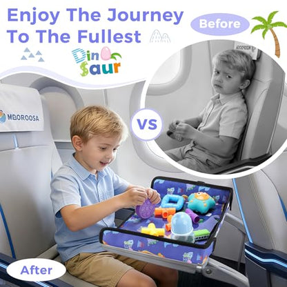 COOLBEBE Airplane Tray Table Cover, Foldable Travel Tray Cover - color: Blue Dinosaur