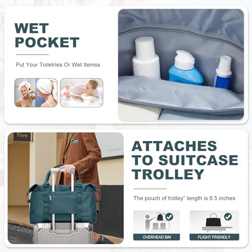 Travel Duffel Bag, Carry On Overnight Weekender Bags for Women - color: A1-Peacock Blue, style: Extra Large Travel Bag