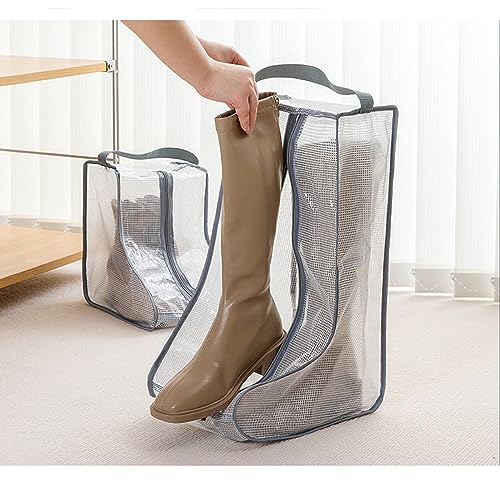 Fazhongfa Travel Bags for Luggage Packing, Clear Stackable Storage Dust Waterproof Shoe Bags in Closet 2 Set Hanging Bags (Clear Gray-Thigh Boot) - style: Clear Gray-thigh Boot