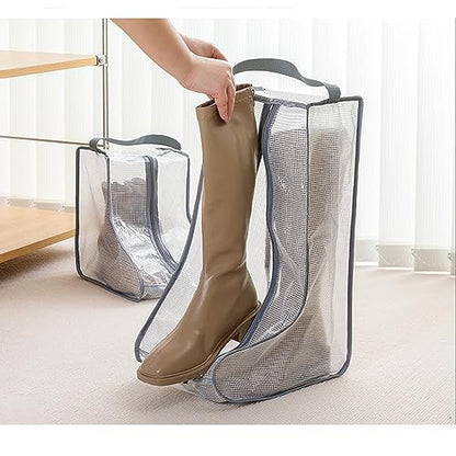 Fazhongfa Travel Bags for Luggage Packing, Clear Stackable Storage Dust Waterproof Shoe Bags in Closet 2 Set Hanging Bags (Clear Gray-Thigh Boot) - style: Clear Gray-thigh Boot