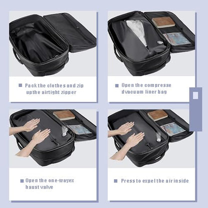 Vacuum-sealed travel computer backpack, Water-Resistant, With vacuum pump, Multiple Compartments, Anti-theft combination lock (jet black)