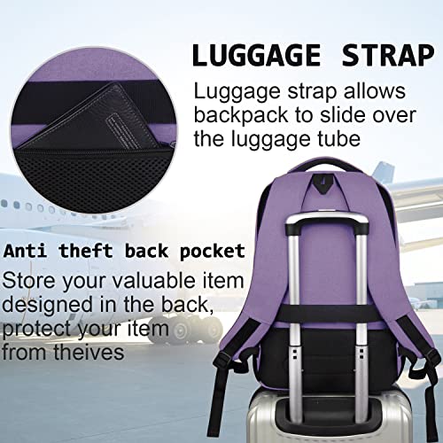 Volher Laptop Backpack,Business Travel Anti Theft Slim College Backpack - color: Purple, size: 15.6 Inch, style: Laptop
