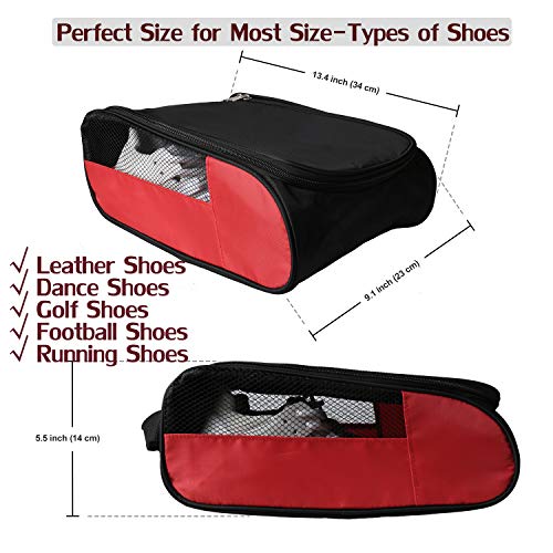 Outdoor Golf Shoes Bags Travel Mesh Zippered Sport Shoe Bag Red - color: Red
