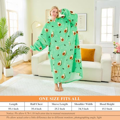 Moinlizy Oversized Wearable Blanket Hoodie for Women Men - color: Avocado