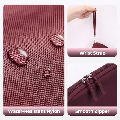 FYY Travel Cable Organizer - 8 Compartments, Lightweight, Water Repellent - color: Wine Red, size: (M) 8.9"× 5.1"× 3.3"