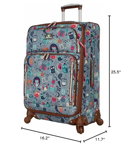 Lily Bloom Luggage 24" Expandable Design Pattern Suitcase With Spinner Wheels For Woman (24in, Night Owl) - color: Night Owl