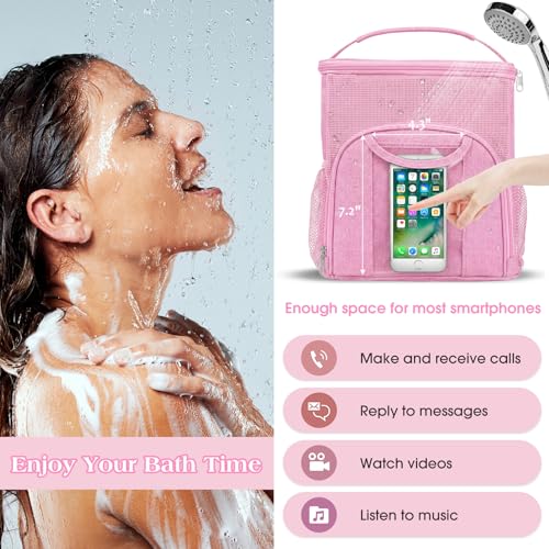 Attmu Mesh Shower Caddy Portable Dorm Room Essentials, Toiletry Tote Bag - color: Light Pink