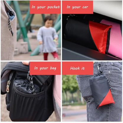 Pocket Picnic Blanket, Compact Lightweight Tarp for Camping - color: Black/Red, size: 55"x39"