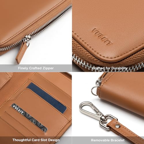 VULKIT Family Passport Holder for 4 Passports, RFID Blocking Travel Wallet - color: Brown