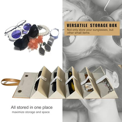 Longjet Sunglasses Organizer Travel Glasses Case Eyeglasses Storage Box - color: Tan