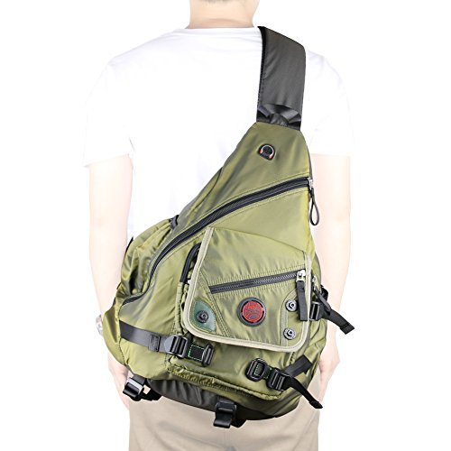 Large Sling Bag Laptop Backpack Cross Body Messenger Bag Shoulder Travel Rucksack (A-Green) - color: A-green