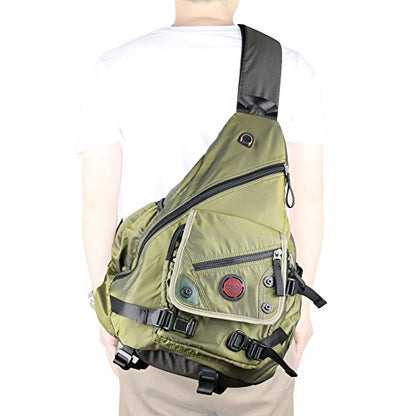 Large Sling Bag Laptop Backpack Cross Body Messenger Bag Shoulder Travel Rucksack (A-Green) - color: A-green