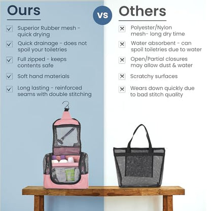 The Fine Living Co. Portable Shower Caddy Hanging Mesh Shower Caddy,10x4x8" - color: Pink