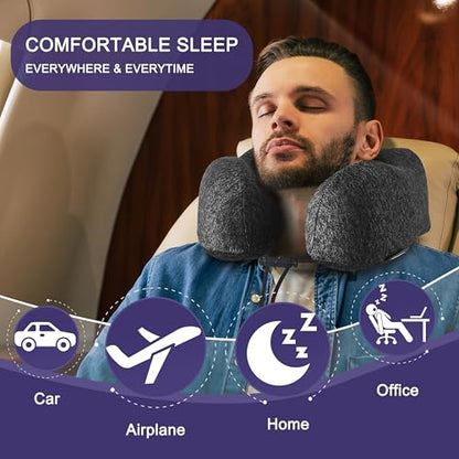 napfun Neck Pillow for Travel, Memory Foam Airplane Pillow, Full Grey - color: Gray