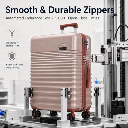 CONCEPTEN Luggage Sets 5 Piece, ABS+PC Hardshell Suitcases with Wheels - color: Champagne Gold, size: 5 Piece Sets (20/24/28/Db/Tb)