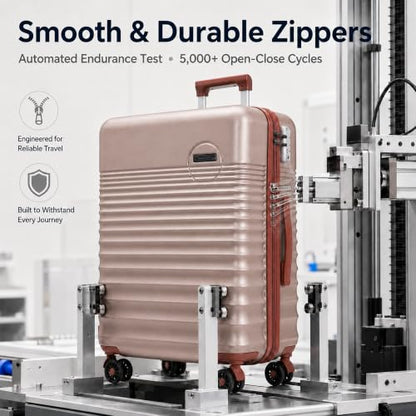 CONCEPTEN Luggage Sets 5 Piece, ABS+PC Hardshell Suitcases with Wheels - color: Champagne Gold, size: 5 Piece Sets (20/24/28/Db/Tb)