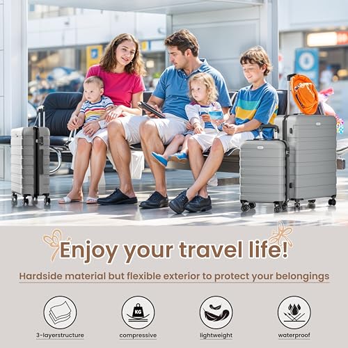 AnyZip Luggage Sets 3 Piece Hardshell Suitcase Set PC ABS Lightweight Travel Suitcases with 4 Double Spinner Wheels TSA Lock 20 24 28 Inch Silver - color: Silver, size: 3 piece set (20/24/28)
