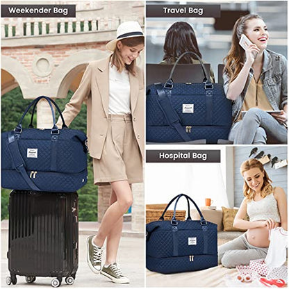 LOVEVOOK Travel Duffle Bag,Weekender Bags for Women with Shoe Compartment - color: Blue-a, size: Large-2 Pcs