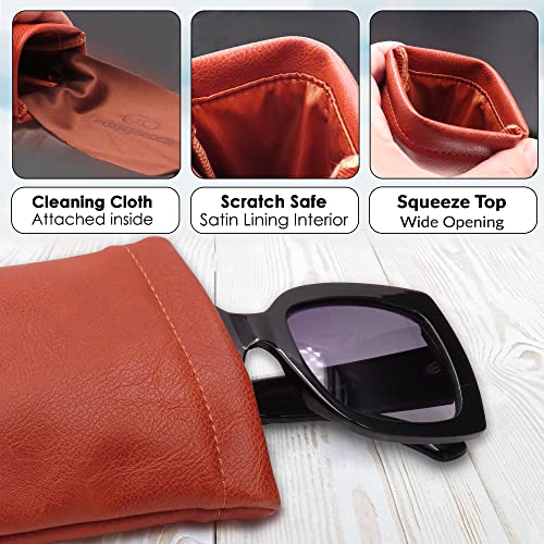 Soft Sunglasses case | Large Glasses Case Holder - Eyeglass Pouch Squeeze Top | Glasses pouch Lightweight Extra Layers - color: Brown Distressed