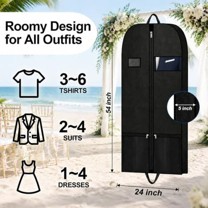 54" Large Garment Bag, Breathable Hanging Clothes Cover with Handle - size: V-G-54in-1P-2