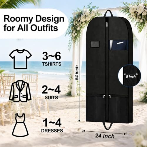 54" Large Garment Bag, Breathable Hanging Clothes Cover with Handle - size: V-G-54in-1P-2