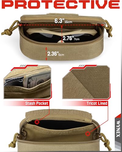 Wynex Tactical Molle Glasses Pouch, Shockproof Eyeglass Case for Glasses - color: Khaki