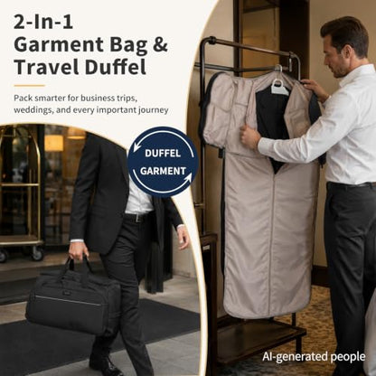 VERAGE Garment Duffel Bag, Carry-On Suit Travel Bag, 45L - color: Jet Black, size: Garment Bags 22-Inch