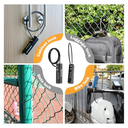 4 Digit Combination Cable Lock for Bike Scooter Motorcycle Helmet Anti Theft, 11.8" Cable Chain, Combo Travel Lock with Code for Luggage Suitcase Safe, Fridge, Fence Gate, Cabinet, Locker - color: Black, 11.8"(30cm)