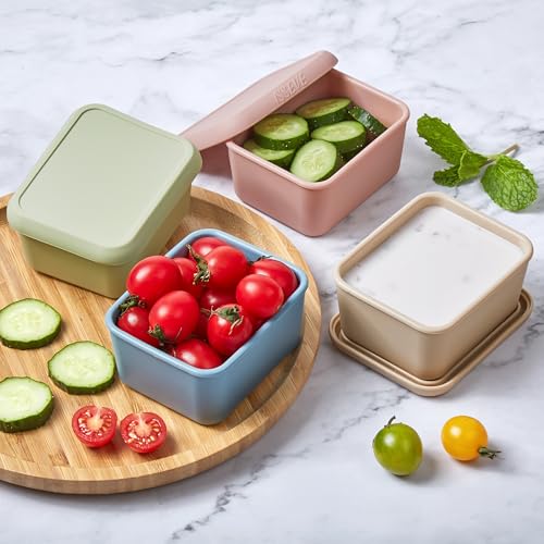 ISSEVE 4Pack 8oz Silicone Snack Containers for Kids with Lids, Reusable - size: 8oz-4pack