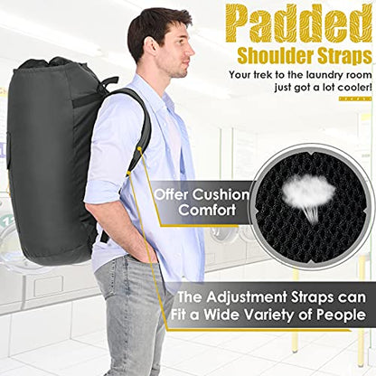 Backpack Laundry Bag, 115L Heavy Duty Extra Large College Laundry Backpack, Dirty Clothes Bag with Shoulder Straps, Laundry Hamper Bag with Drawstring Closure for College Dorm, Apartment Charcoal grey - color: Charcoal grey