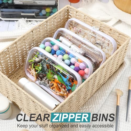Hoolerry 4 Pcs Hard Clear Zipper Case,Clear,7.5 X 3.9 X 2 In,White - color: White, size: 7.5 x 3.9 x 2 in
