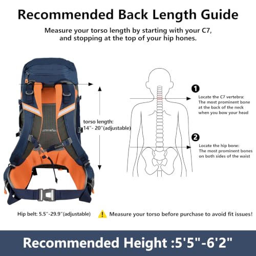 Hiking Backpack for Women Men,30+5L Waterproof Camping Backpacking Backpack - color: Blue