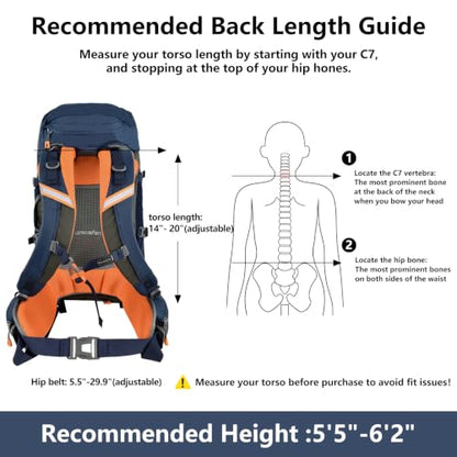 Hiking Backpack for Women Men,30+5L Waterproof Camping Backpacking Backpack - color: Blue