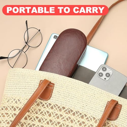 PATIKIL Hard Shell Eyeglasses Case, PU Leather Large Glasses Case Litchi Grain Protective Sunglasses Organizer for Women Men - color: Light Green