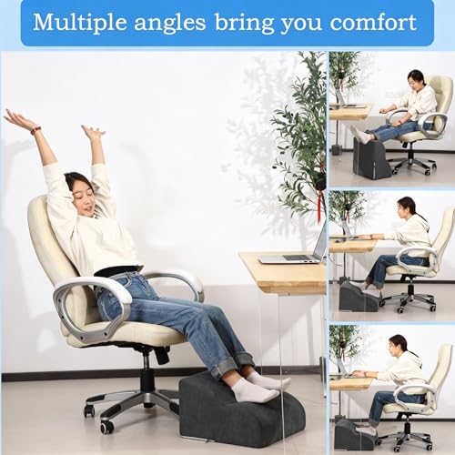 Foot Rest for Under Desk at Work.Multifunctional 3-Tier Foot Stool - color: A-black