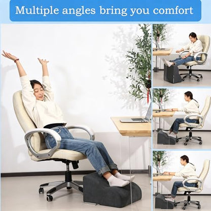 Foot Rest for Under Desk at Work.Multifunctional 3-Tier Foot Stool - color: A-black