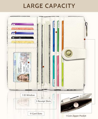 GIANCOMICS White Black Cat Womens Wallet RFID, Credit Card Holder Bifold - color: Black and White Cats