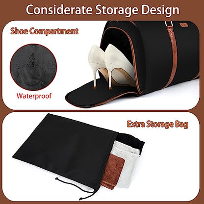Convertible 2-in-1 Garment Bags for Travel with Waterproof Shoe Compartment - color: 2-Black