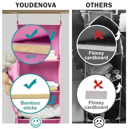YOUDENOVA Hanging Closet Organizer and Storage, 6-Shelf, Light Pink - color: Light Pink