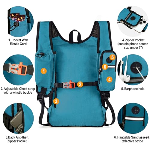 Seektop 15L Small Hiking Backpack for Women Men, Lightweight Hiking Daypack - color: Teal Blue, size: 15L