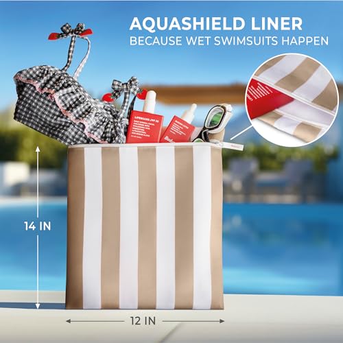Bodysurf Waterproof Wet Bag for Swimsuit, Travel - Leakproof, Striped Tan - color: Sand - Striped