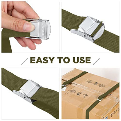 Riakrum 16 Feet 15 Pcs Lashing Straps with Buckles, Adjustable, Army Green - color: Army Green, size: 16 Feet
