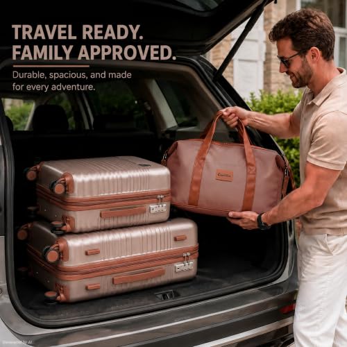 CONCEPTEN Luggage Sets 5 Piece, ABS+PC Hardshell Suitcases with Wheels - color: Champagne Gold, size: 5 Piece Sets (20/24/28/Db/Tb)