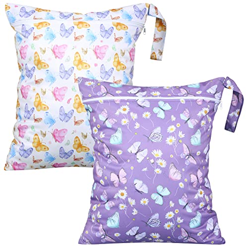 Shappy 2 Pack Wet Dry Bag Travel Laundry Waterproof,Paw - style: Butterfly
