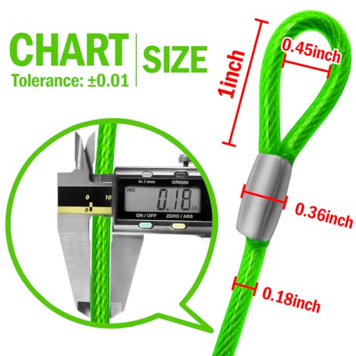 4.7mm(3/16") Steel Security Cable with Loops, Bike Lock Cable, 2Pack - color: Green, size: 4FT-(2Pack)