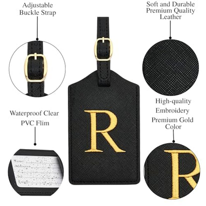 Luggage Tag PU Leather for Suitcase Baggage Handbag Travel Bag Label Suitcase Tag Label Tag w. Name Card & Privacy Cover (R) - style: R