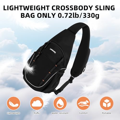 Crossbody Sling Bag, Lightweight Travel Sling Backpack with RFID Blocking - color: Black